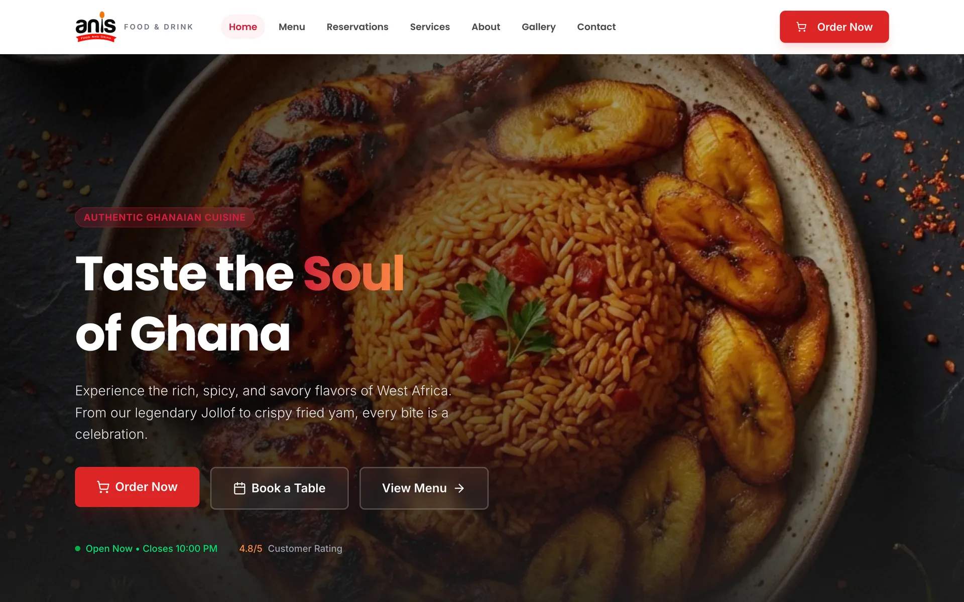 Anis Food & Drink — landing (actual product)