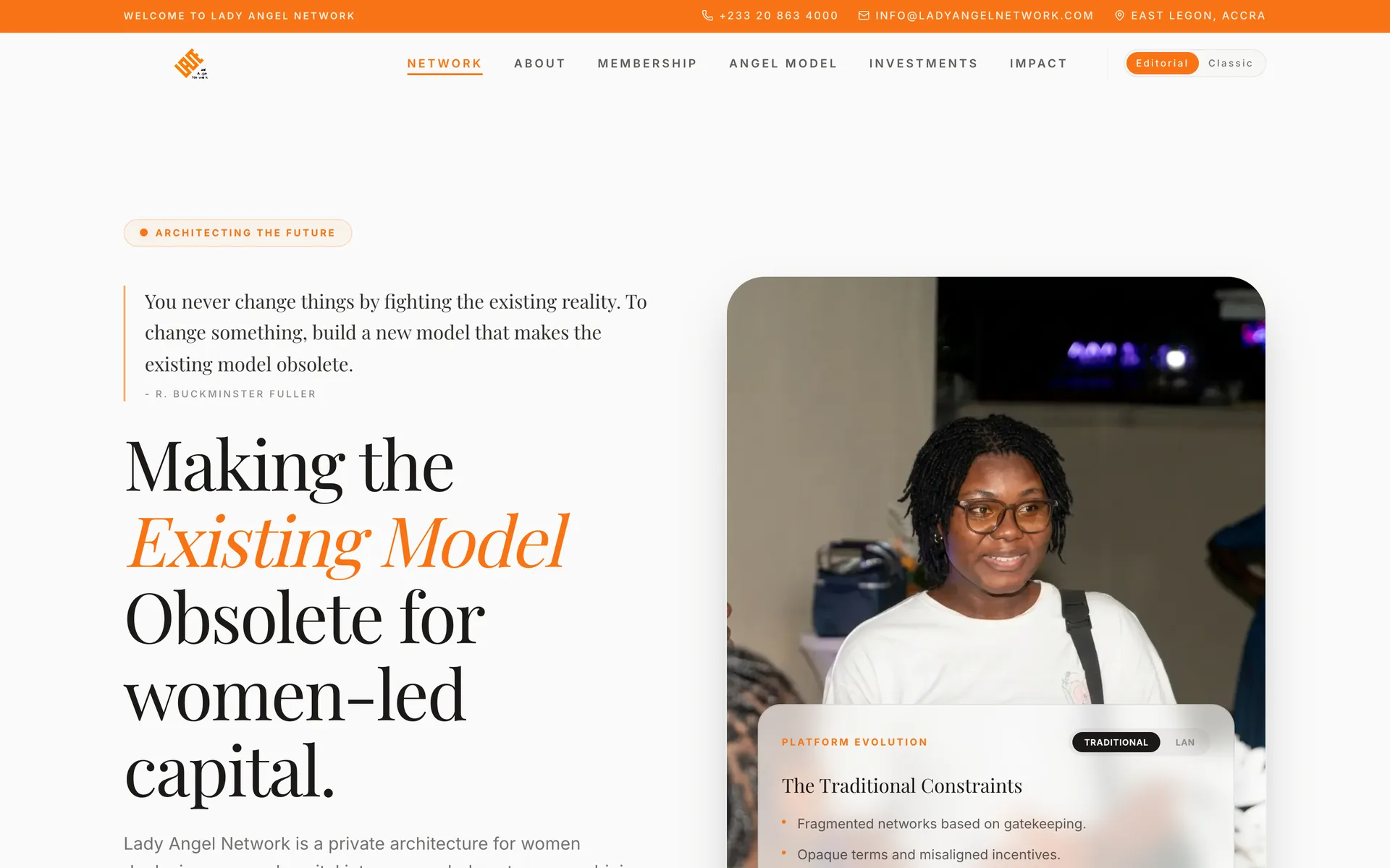 Lady Angel Network — landing (actual product)