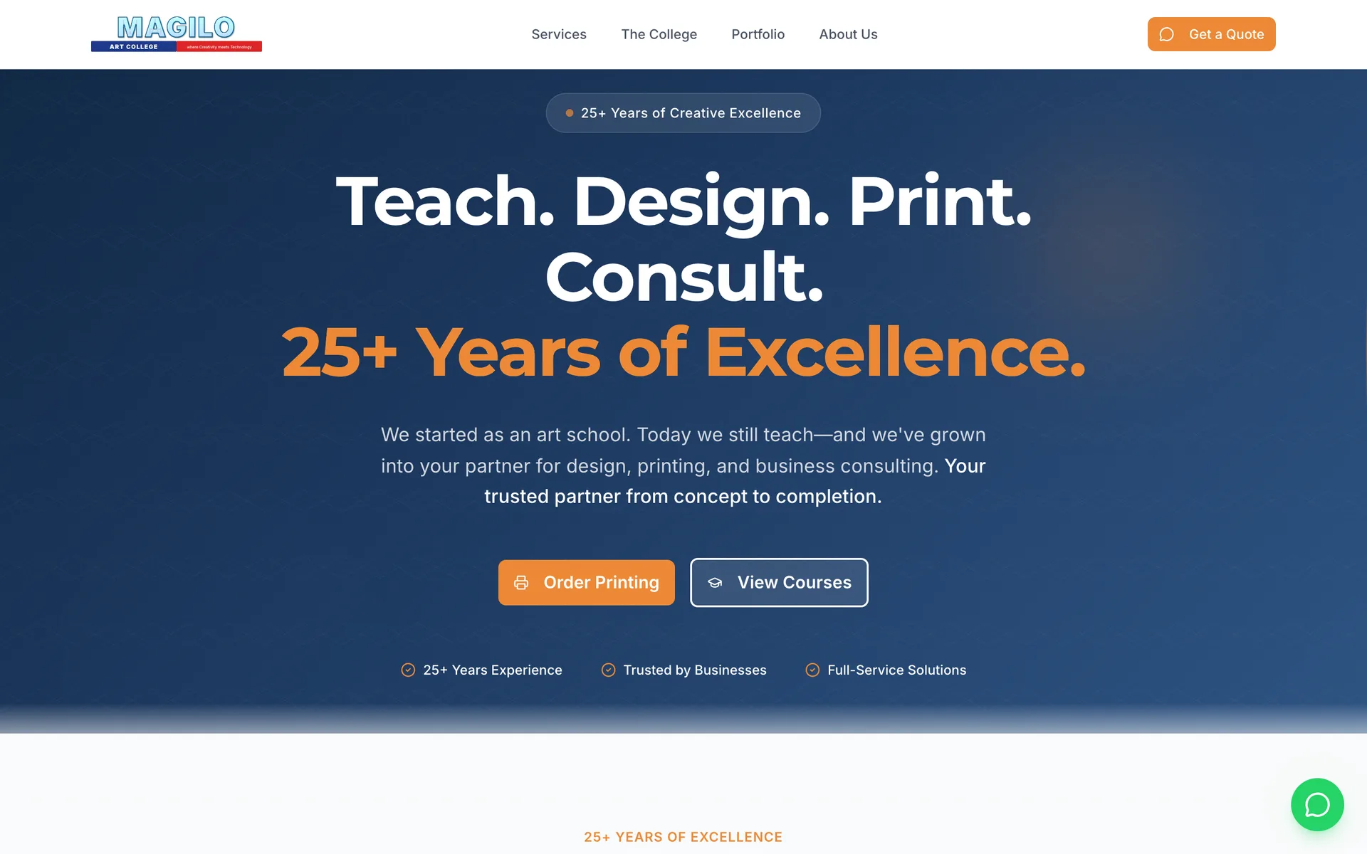 Magilo Art College — landing (actual product)