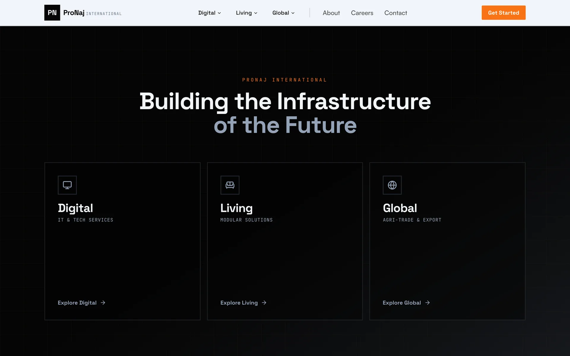 Pronaj International — landing (actual product)
